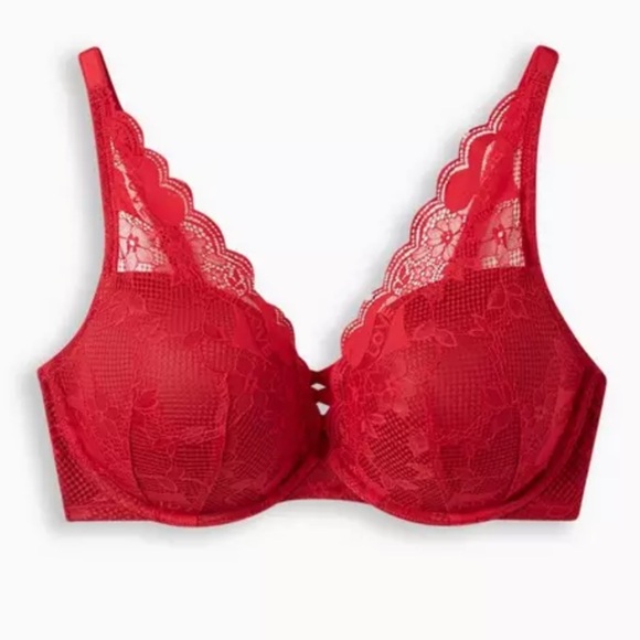 XO Plunge Push-Up Tattoo Lace Straight Back Bra 46D - Picture 4 of 16